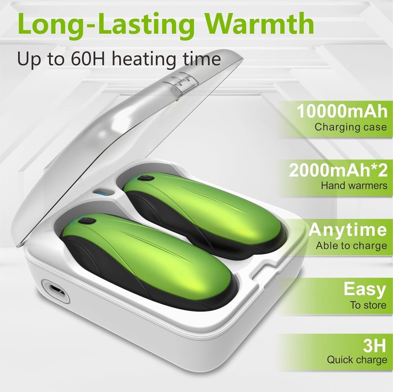 Yuegit Hand Warmers Rechargeable 2Pack,14000mAh Electric Hand Warmers with Charging Case,Quick Charge Portable Heater,Gifts for Christmas,Winter,Outdoor,Camping,Hunting Accessories - Image 2